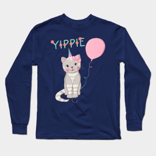 Cute cat and congratulations Long Sleeve T-Shirt